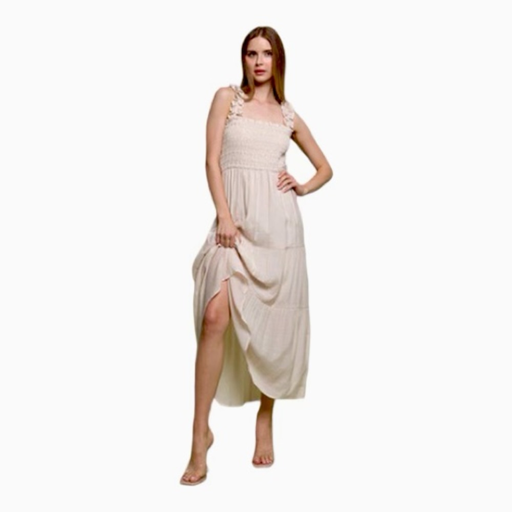 Women’s Natural Lined Smocked Dress